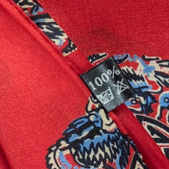 Vintage Silk Rectangular Fringe Scarf - Picture 4 of 5